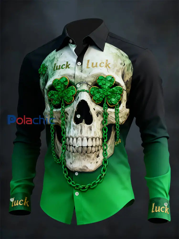 Chemise Homme St. Patrick’s Day Skull Imprimé comme image / S