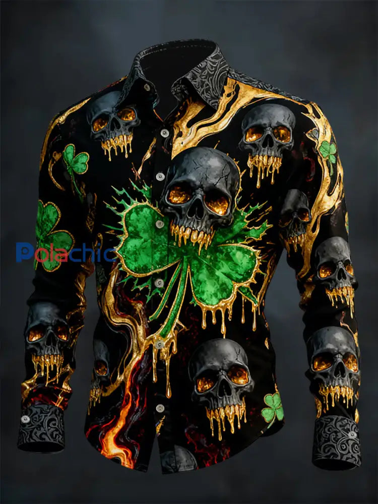 Chemise Homme St. Patrick’s Day Skull Imprimé comme image / S