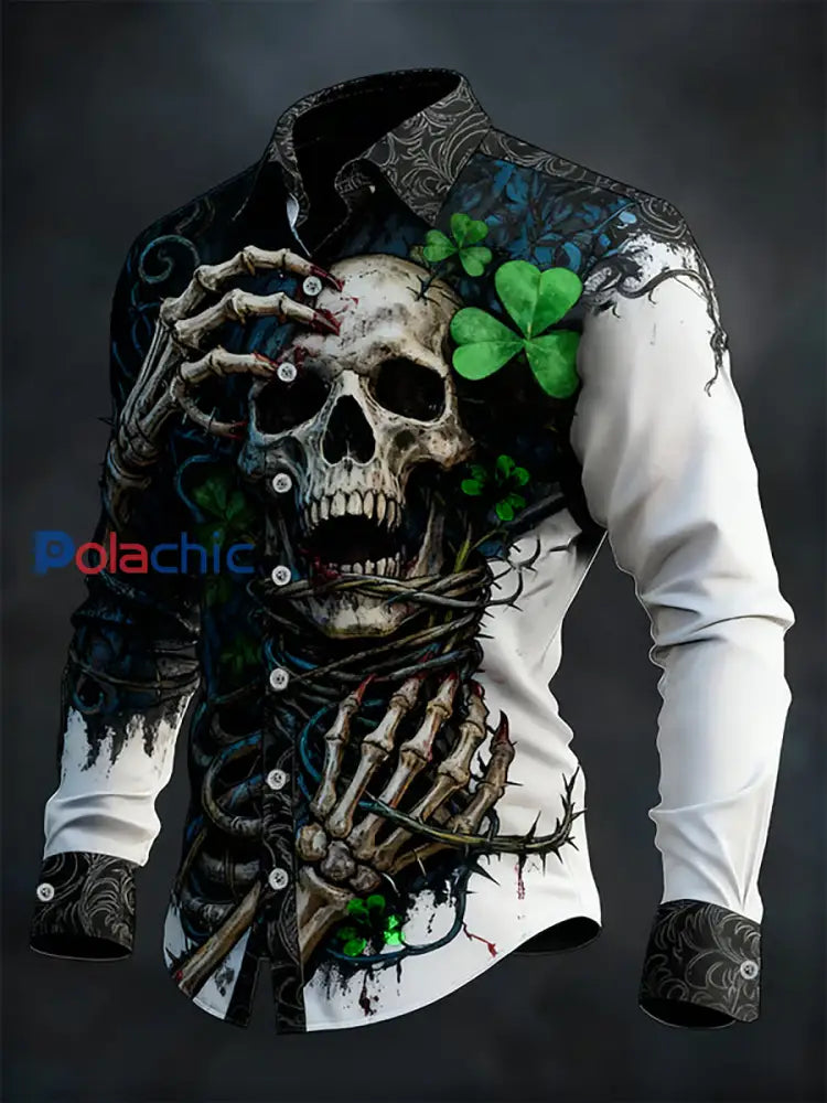 Chemise Homme St. Patrick’s Day Skull Imprimé comme image / S