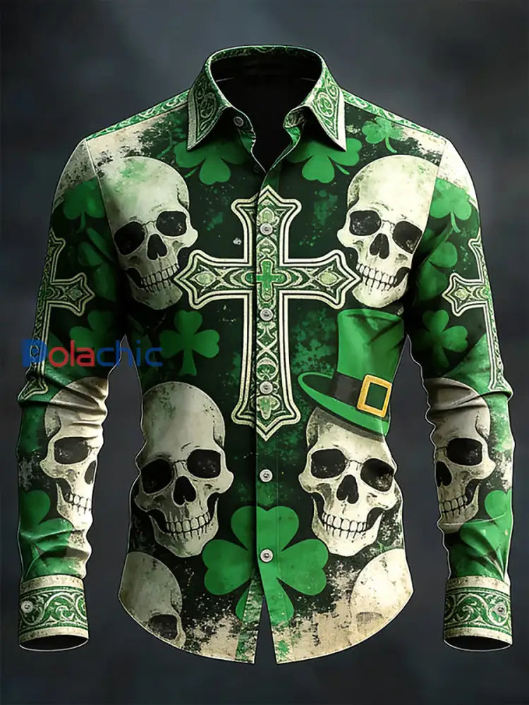 Chemise Homme St. Patrick’s Day Skull Imprimé comme image / S