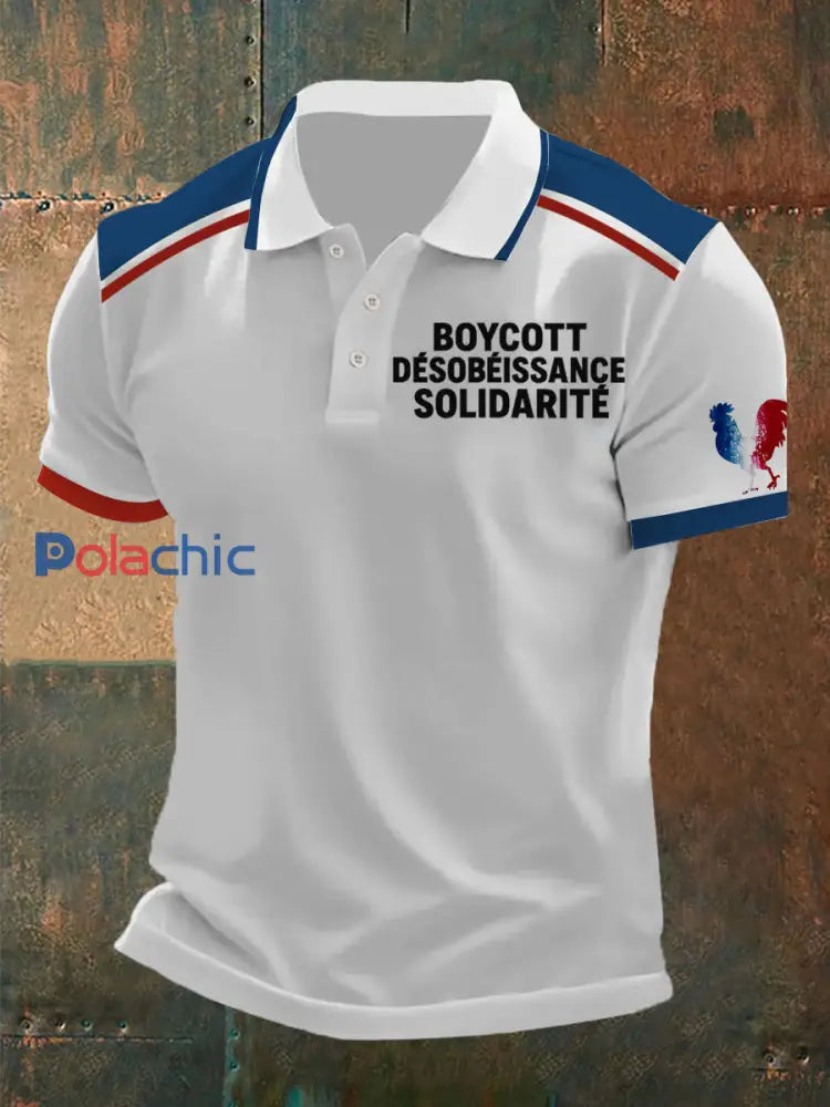 Chemise imprimée Boycott Désobaissance Solidarité Homme Blanc / S
