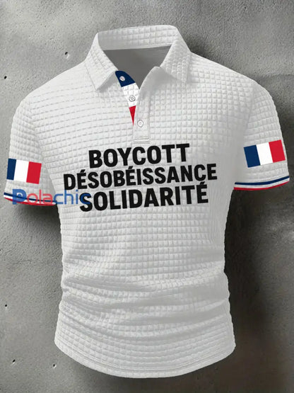 Chemise imprimée Boycott Désobaissance Solidarité Homme Blanc / S
