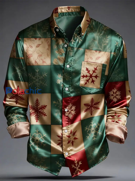 Chemise imprimée d’art de Noël de luxe pour hommes comme image / S