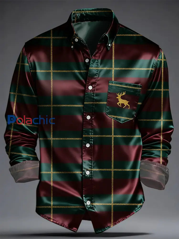 Chemise imprimée d’art de Noël de luxe pour hommes comme image / S