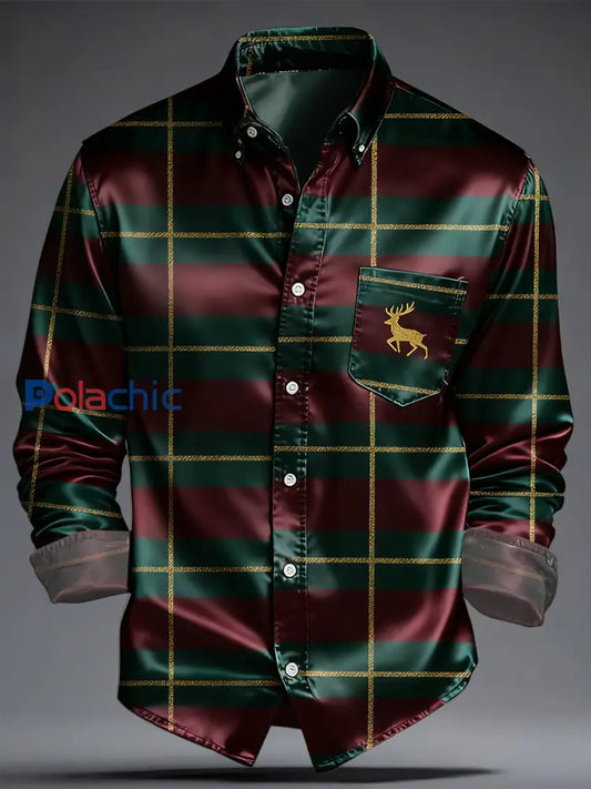 Chemise imprimée d’art de Noël de luxe pour hommes comme image / S