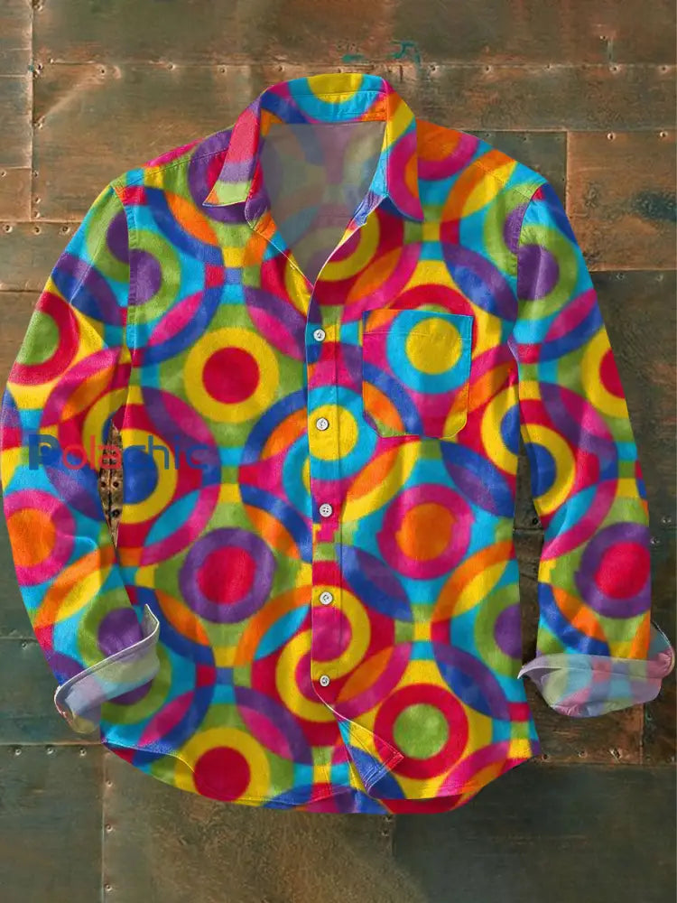 Chemise imprimée d’art géométrique pour hommes comme image / S