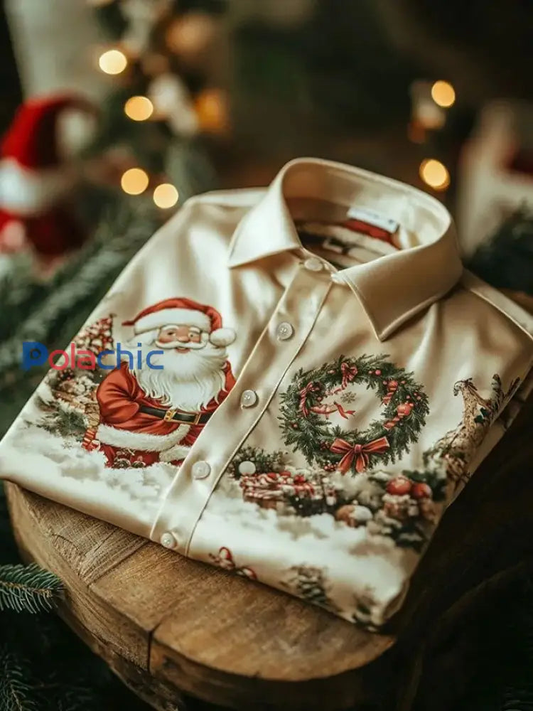 Chemise imprimée de luxe de style d’affaires de Noël pour hommes comme image / S