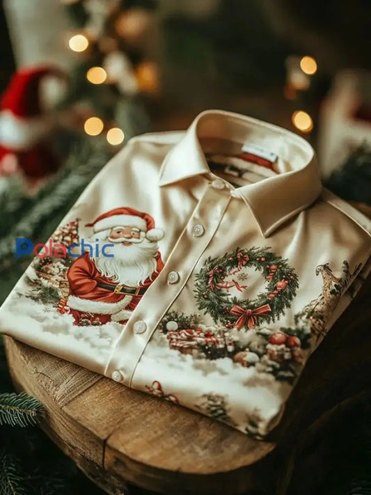 Chemise imprimée de luxe de style d’affaires de Noël pour hommes comme image / S