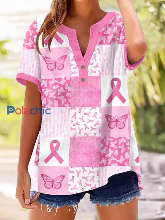 Chemise Patchwork Women’s Breast Cancer Awareness Rose / S