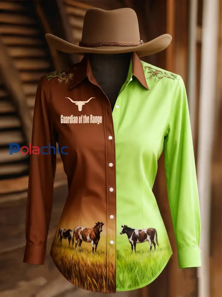 Chemises à manches longues western Vintage Guardian of the Range pour femmes comme image / S