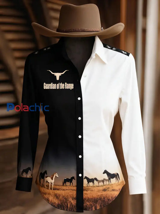 Chemises à manches longues western Vintage Guardian of the Range pour femmes comme image / S