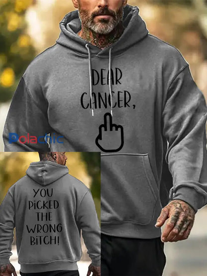 Cher cancer des hommes vous avez choisi le mauvais sweat shirts de chienne gris / S
