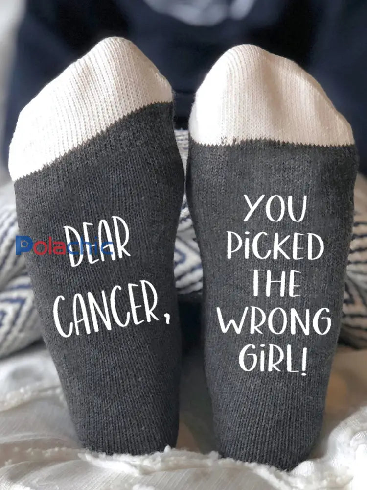 Cher cancer Votre choisi la mauvaise fille genre neutre chaussettes gris foncé / ONE