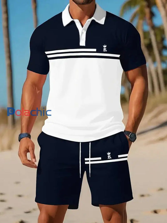 Costume de polo à manches courtes pour hommes Bleu Marine / S