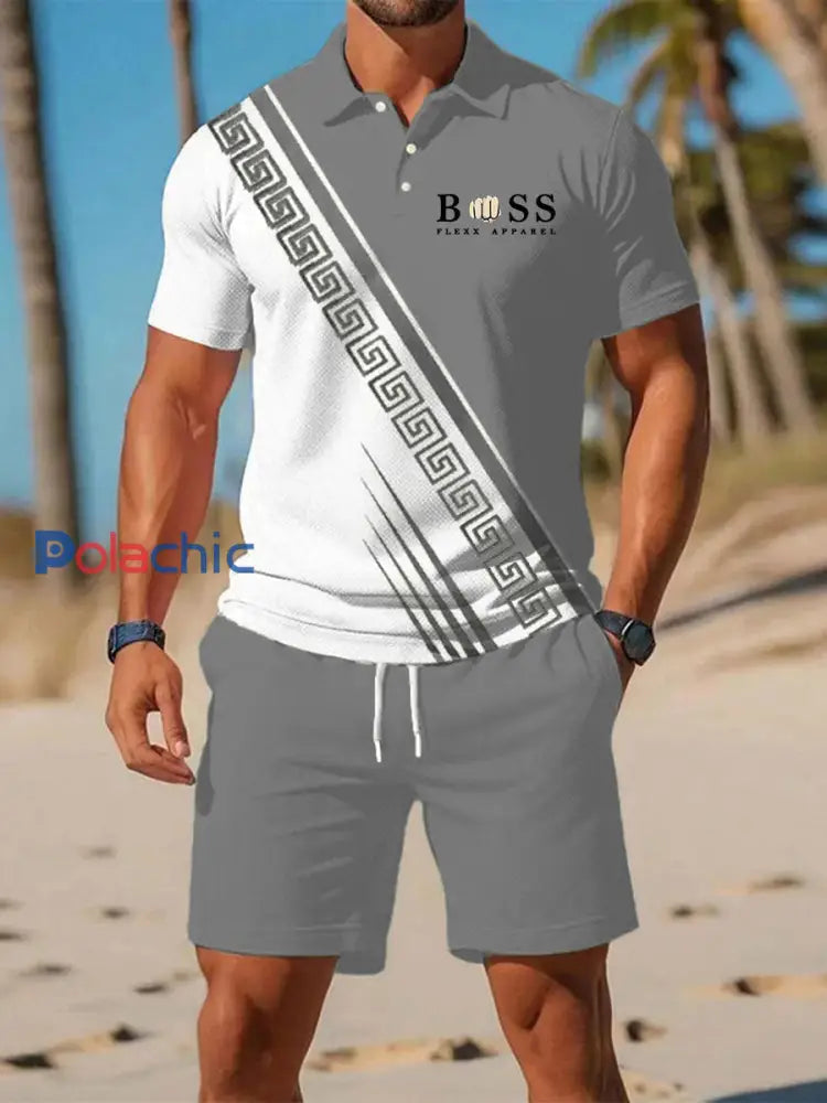 Costume de polo à manches courtes pour hommes gris / S