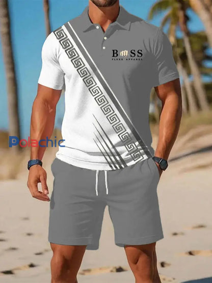 Costume de polo à manches courtes pour hommes gris / S