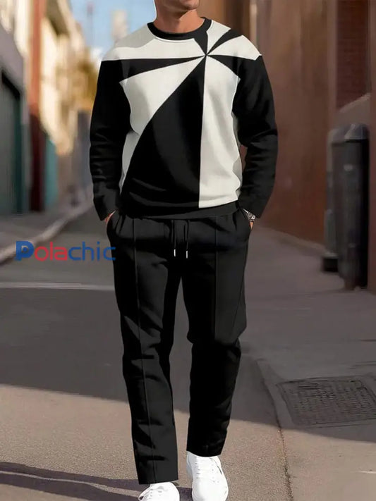 Costume décontracté à rayures vintage minimaliste pour hommes Noir / S