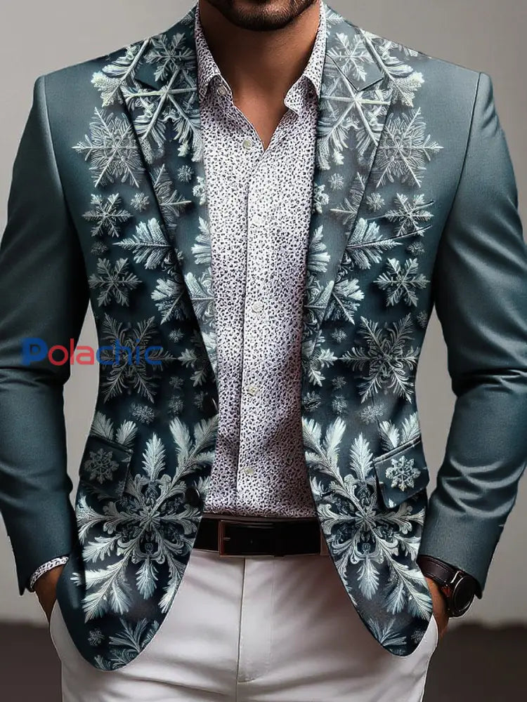 Costume décontracté d’hiver de flocon de neige de Noël pour hommes Vert / S