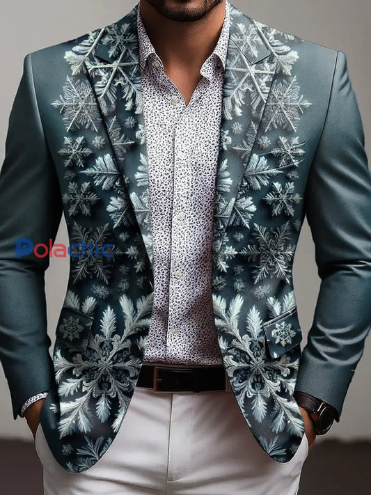 Costume décontracté d’hiver de flocon de neige de Noël pour hommes Vert / S