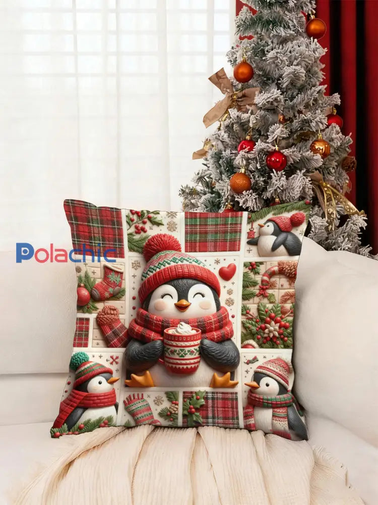 Coussin mignon de pingouin de Noël Multicolore / UN