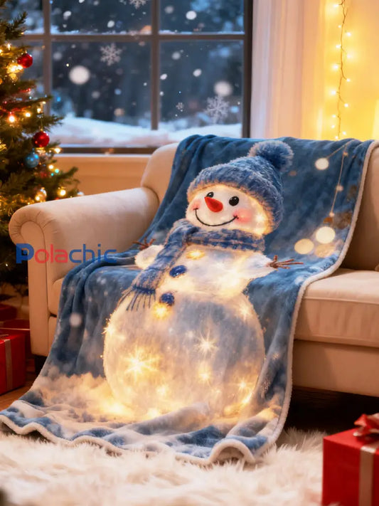 Couverture de flanelle de bonhomme de neige de Noël mignon Multicolore / UN
