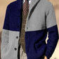 Cowboy Texture Western Village Chasse Bouton V-Cou En Plein Air Épais Tricot Cardigan Bleu