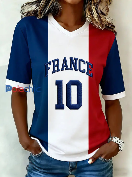Damen Franch Fußball Kurzarm T-Shirt als bild / S