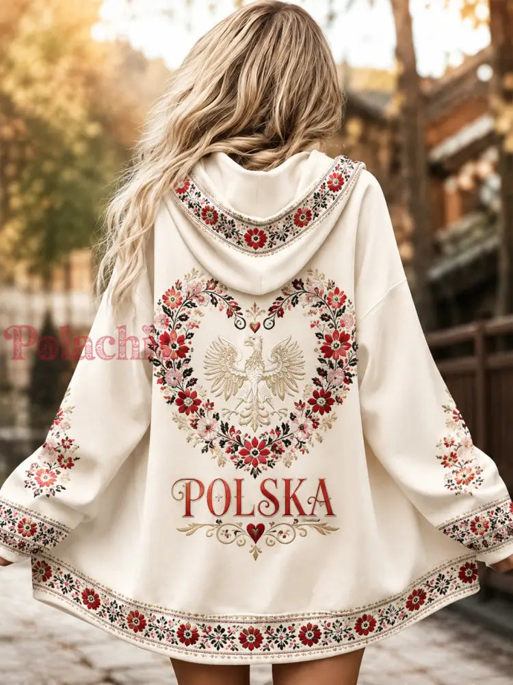 Damska bluza z kapturem i zamkiem Polska - A / S