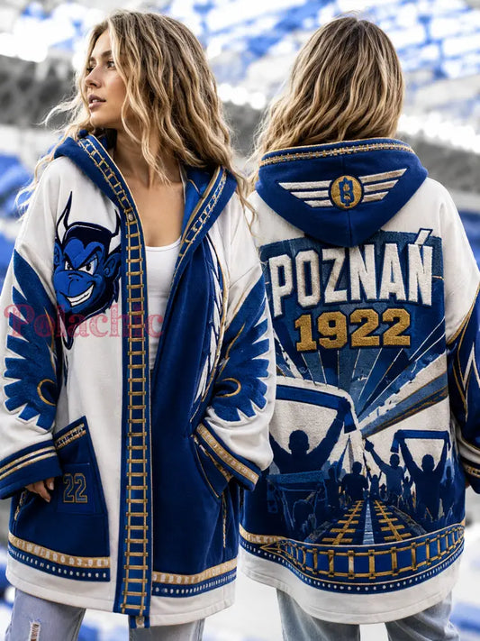 Damska bluza z kapturem Kolejorz na zamek z polskim piłkarskim motywem - A / S
