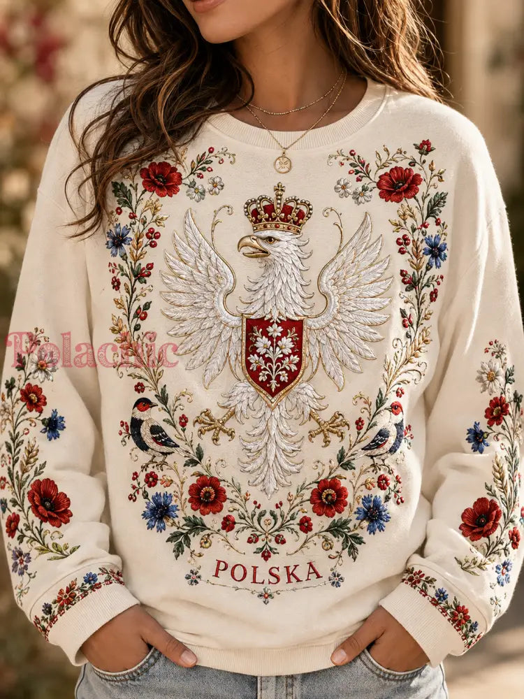 Damska bluza z Polską i rękawem raglanowym - A / S