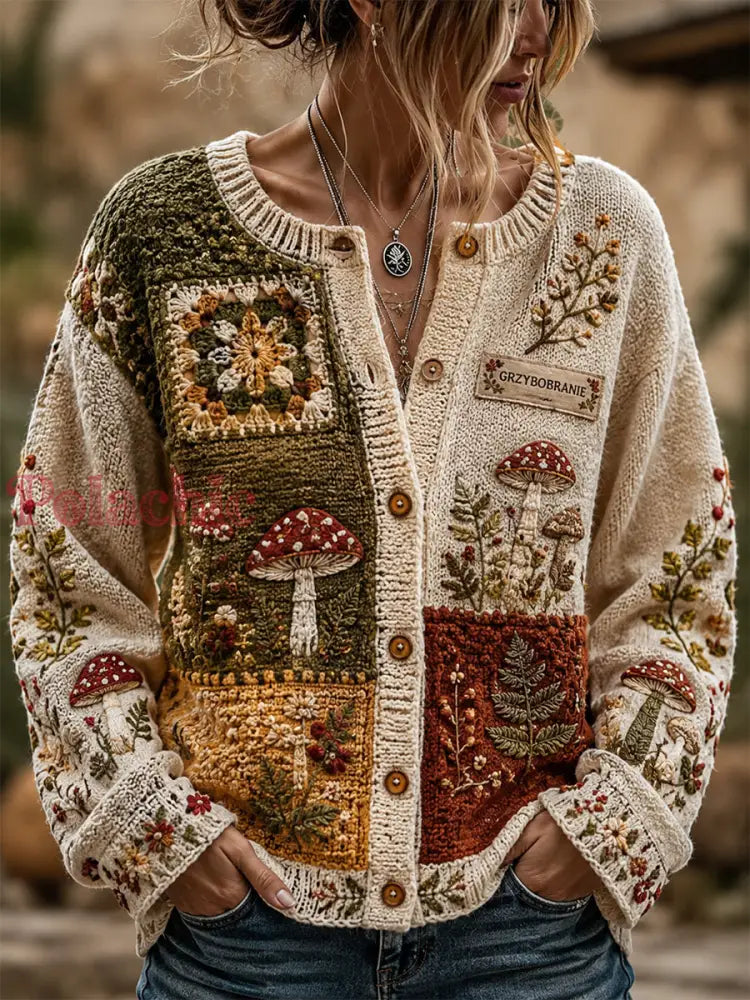 Damska dzianinowa kurtka w stylu Grzybobranie Culture Cardigan - A / S