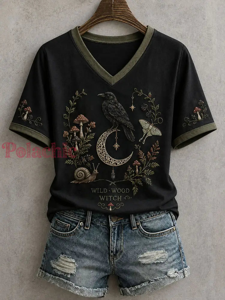 Damska koszulka Wild Wood Witch - Czarny / S