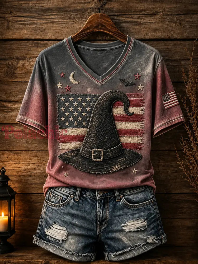 Damska koszulka z motywem halloween Patriotic Design - Jak na zdjęciu / S