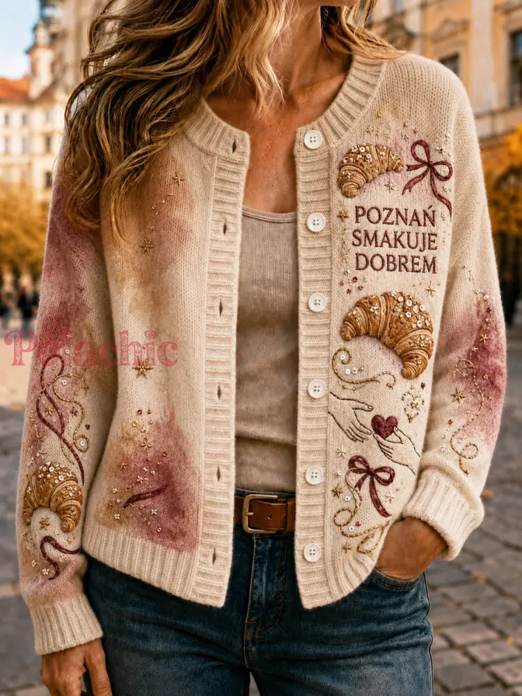Damski kardigan do pieczenia inspirowany dniem św. Marcina - Jak na zdjęciu / S