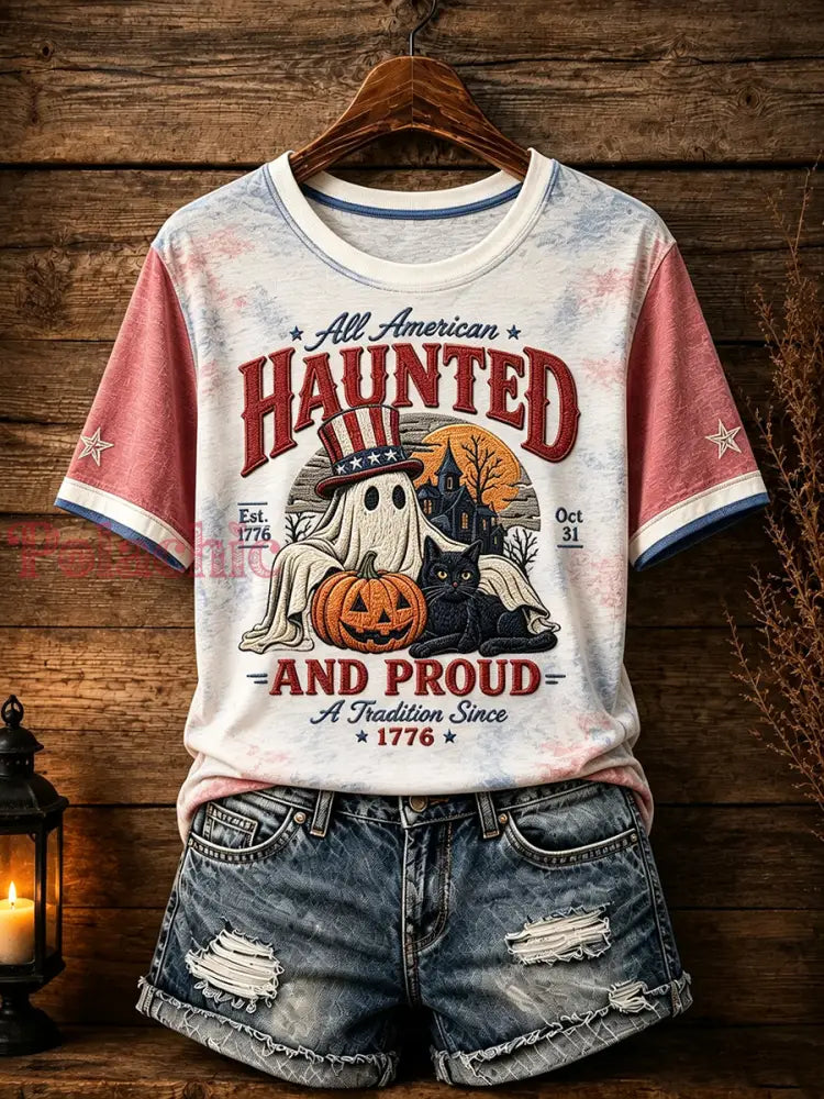 Damski patriotyczny t-shirt na Halloween - Jak na zdjęciu / S
