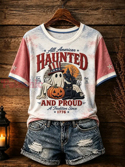 Damski patriotyczny t-shirt na Halloween - Jak na zdjęciu / S