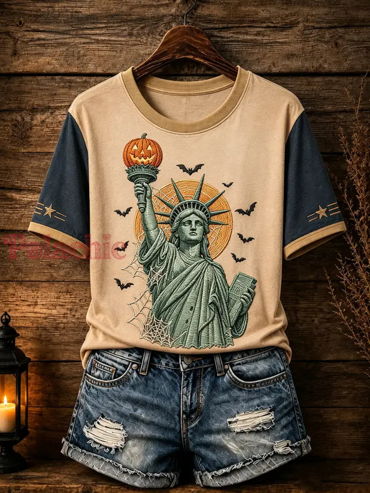 Damski patriotyczny t-shirt na Halloween - Jak na zdjęciu / S