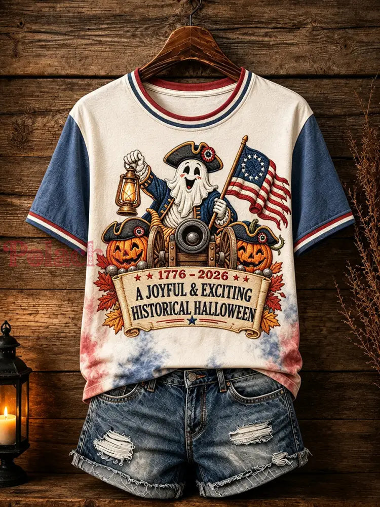 Damski patriotyczny t-shirt na Halloween - Jak na zdjęciu / S