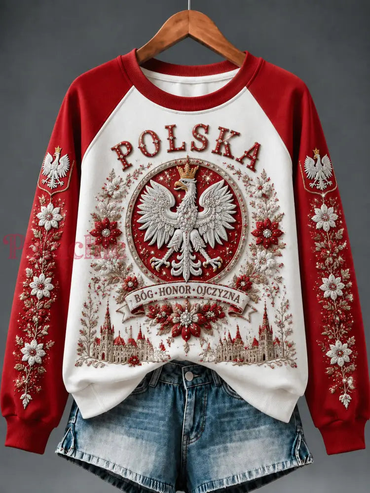 Damski retro polski patriotyczny bluz z patchworku na pamiątkę - Jak na zdjęciu / S