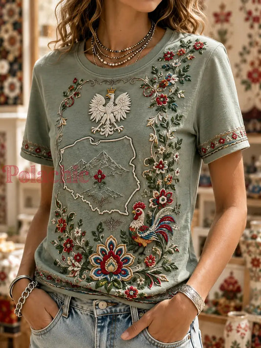 Damski t-shirt z krótkim rękawem z Polską - A / S