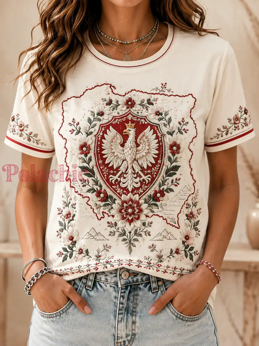 Damski t-shirt z krótkim rękawem z Polską - A / S
