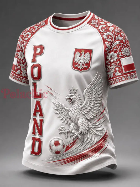 Damski t-shirt z okrągłym dekoltem i krótkim rękawem z motywem piłki nożnej w kolorze polskiej flagi - A / S