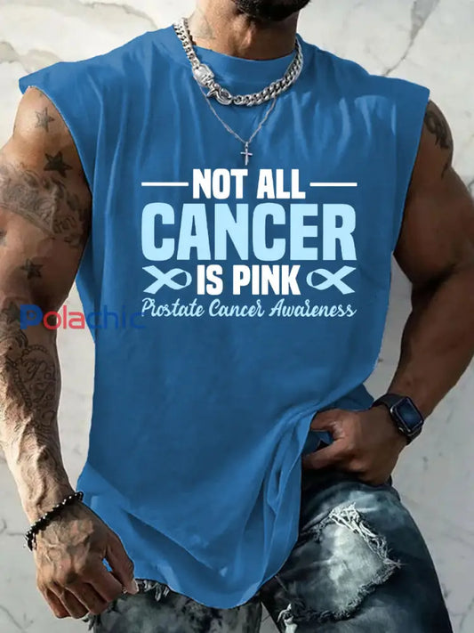 Débardeur décontracté à imprimé sensibilisation au cancer de la prostate pour hommes Bleu / S