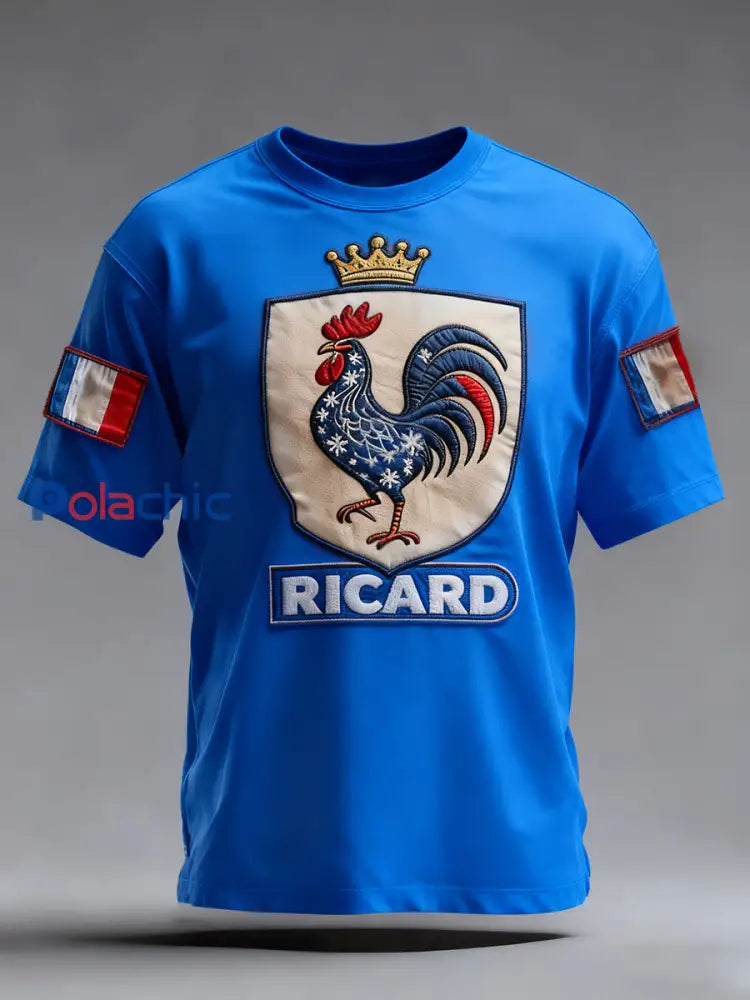 Drapeau Français Vintage Ricard des hommes en détresse T-shirt décontracté A / S