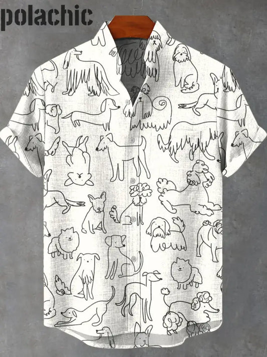 Drôle Art Animal Abstrait Imprimé Décontracté Coton Chemise Vintage Top A / S