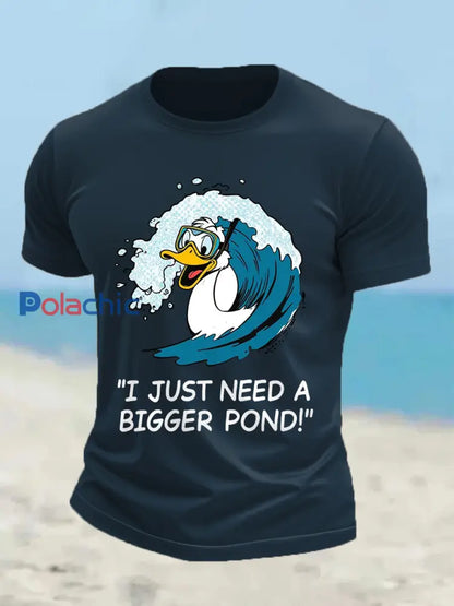 Drôle de canard pour hommes j’ai juste besoin d’un plus grand étang Casual Tee bleu marine / S