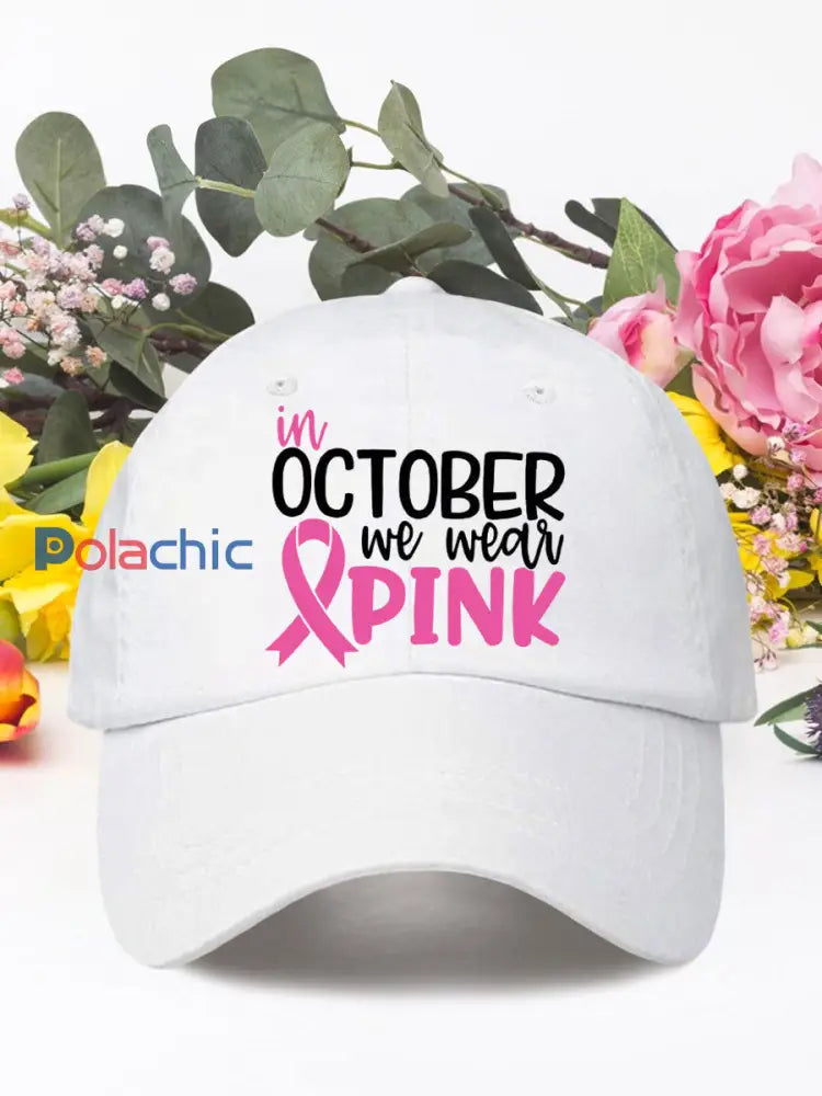 En octobre nous portons des chapeaux neutres rose cancer du sein Blanc / ONE