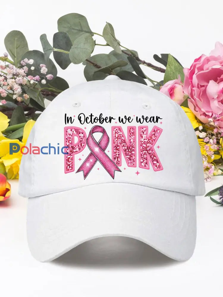En octobre nous portons des chapeaux neutres rose cancer du sein Blanc / ONE