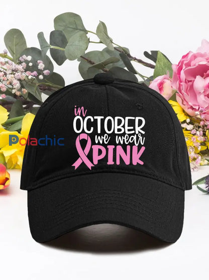 En octobre nous portons des chapeaux neutres rose cancer du sein Noir / ONE