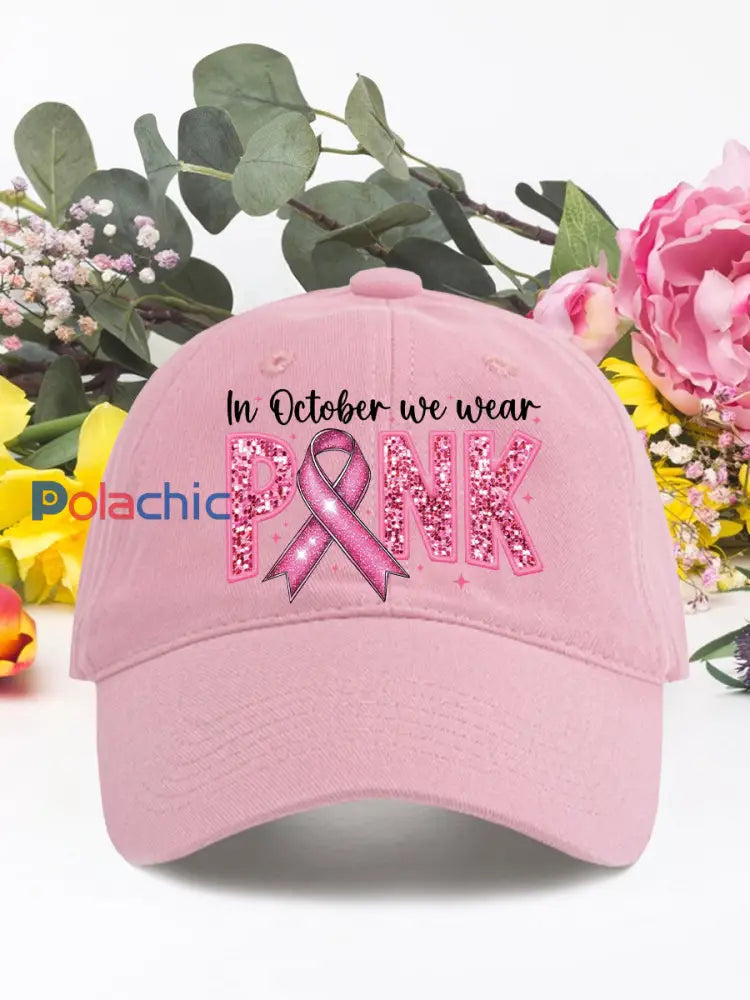 En octobre nous portons des chapeaux neutres rose cancer du sein Rose / ONE
